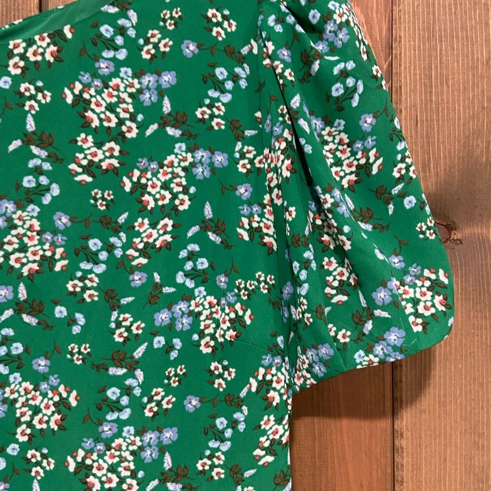 Loft Green Floral Flounce Dress - Picture 3 of 6